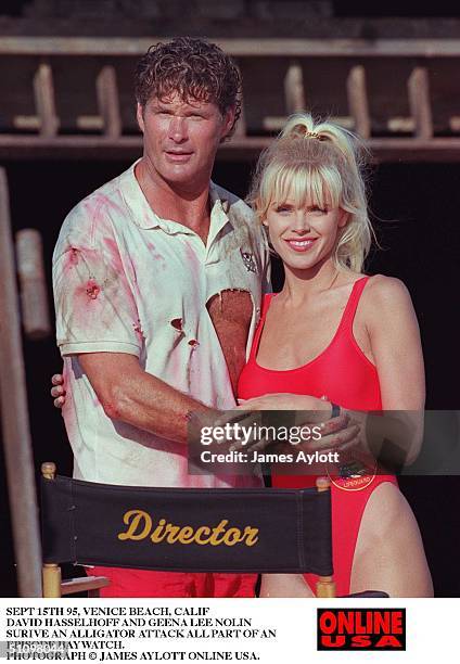 Sept 15Th 95 Venice Beach, Calif An Alligator Attacks The Beaches Patrolled By The Life Guards Of Baywatch. Set Pictures With David Hasselhoff And...