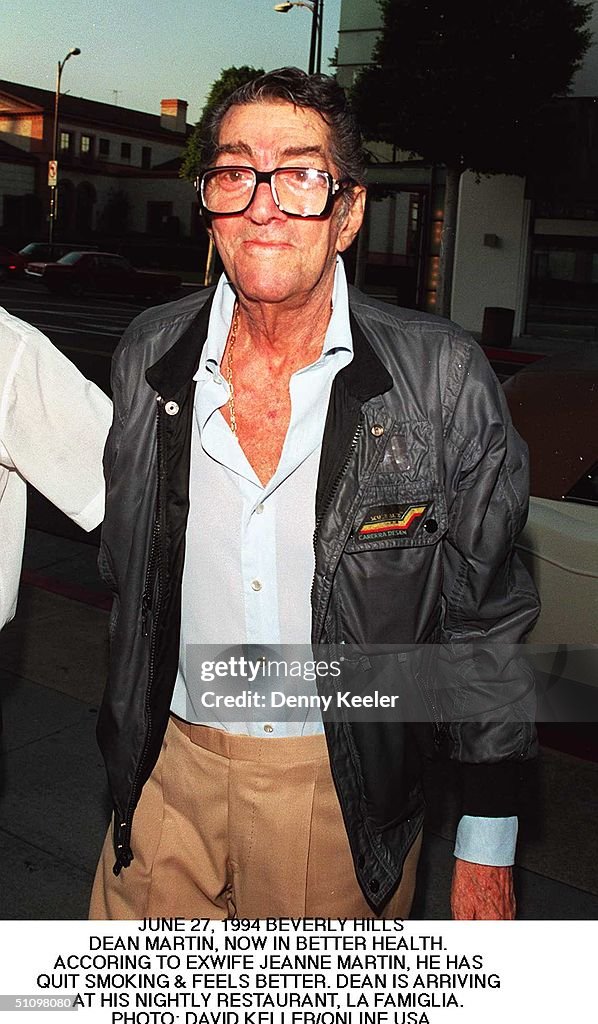 Beverly Hills Dean Martin Arrives At His Favorite Restaurant La Famiglia Dean Has