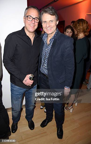 Charles Rettinghaus and Wolfgang Bahro attend the PantaFlix Party on February 17, 2016 in Berlin, Germany.