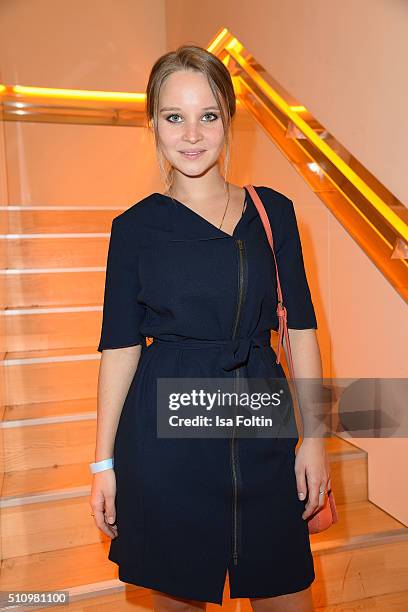 Sonja Gerhardt attend the PantaFlix Party on February 17, 2016 in Berlin, Germany.