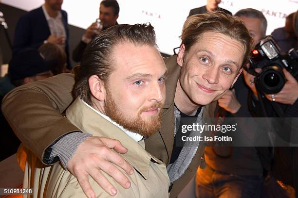 Axel Stein and Matthias Schweighoefer attend the PantaFlix Party on February 17, 2016 in Berlin, Germany.