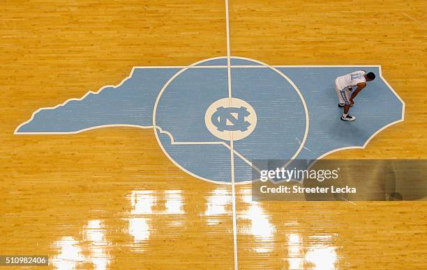 Brice Johnson of the North Carolina Tar Heels watches on against the Duke Blue Devils during their game at Dean Smith Center on February 17, 2016 in...