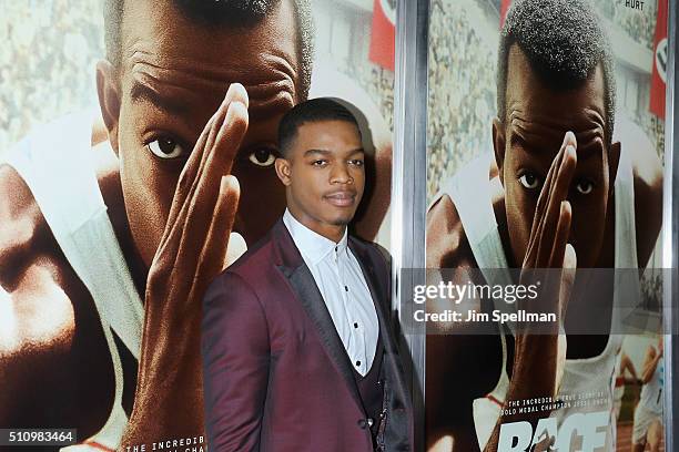 Actor Stephan James attends the "Race" New York screening at Landmark's Sunshine Cinema on February 17, 2016 in New York City.