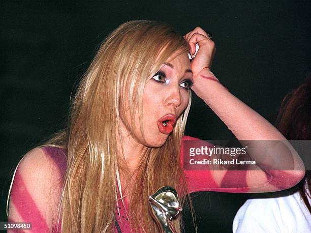 Swedish Charlotte Nilsson Rejoices During An Encore In Jerusalem Earlier Sunday May 30, 1999 After Winning The Eurovision Song Contest With The Entry...