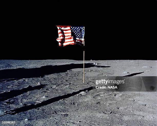 30Th Anniversary Of Apollo 11 Landing On The Moon: The Flag Of The United States Stands Alone On The Surface Of The Moon.