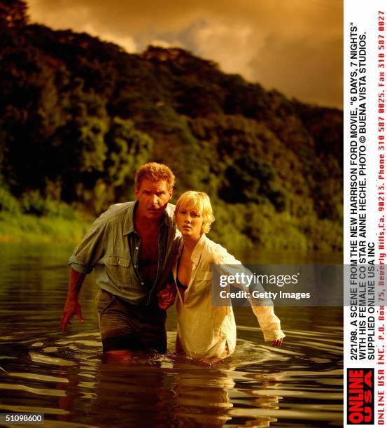 Harrison Ford And Anne Heche In A Scene From The New Buena Vista Movie "6Days,7 Nights" , The Release Date Has Been Moved Forward