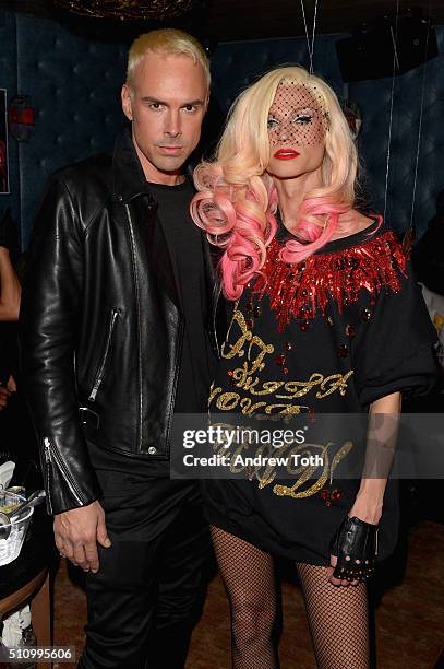 Designers David Blond and Phillipe Blond attend The Blonds fashion week party at TAO Downtown on February 17, 2016 in New York City.