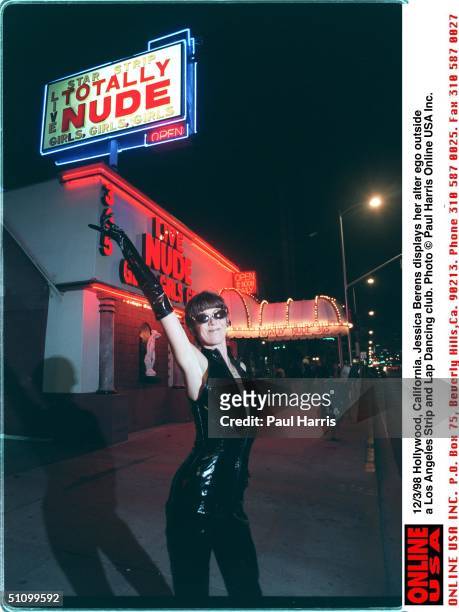 Hollywood., California. Jessica Berens Displays Her Alter Ego Outside A Los Angeles Strip And Lap Dancing Club
