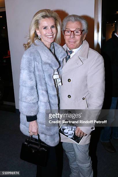 Jean-Daniel Lorieux and his companion Laura Restelli attend "Le Retour De Marlene Dietrich" : Theater Play at Espace Pierre Cardin on February 17,...