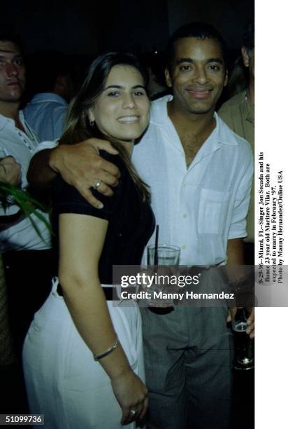 Miami, Fl--Jon Secada And His Fiance Maritere Vilar. Both Are Expected To Tie The Knot February '97.