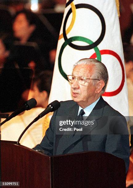 International Olympic Committee President Juan Antonio Samaranch Speaks At The Opening Ceremony Of The 109Th Ioc General Assembly In Seoul, South...