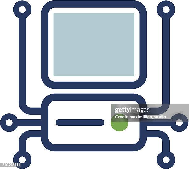 computer connectivity dot integrate circuate future technology logo icon - old new computer stock illustrations