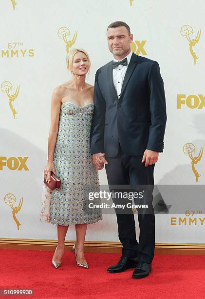 Naomi Watts and Liev Schreiber attend the 67th Annual Primetime Emmy Awards on September 20, 2015 in Los Angeles, California.