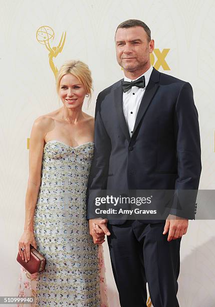 Naomi Watts and Liev Schreiber attend the 67th Annual Primetime Emmy Awards on September 20, 2015 in Los Angeles, California.
