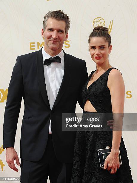 David Benioff and Amanda Peet attend the 67th Annual Primetime Emmy Awards on September 20, 2015 in Los Angeles, California.