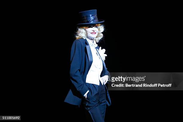 Cyrielle Clair performs in "Le Retour De Marlene Dietrich" : Theater Play at Espace Pierre Cardin on February 17, 2016 in Paris, France.