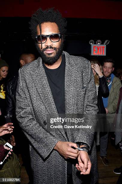 Designer Maxwell Osborne attends DKNY celebrates Dao Yi Chow & Maxwell Osbourne's Fall 2016 Collection at Irving Plaza on February 17, 2016 in New...