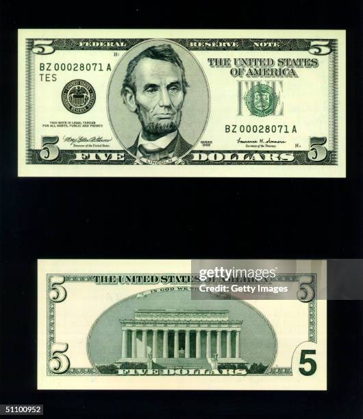 The Redesigned $5 Bill, Which Was Unveiled At The Treasury Department In Washington November 16, 1999. The Redesigned $5 And $10 Bills Have Several...