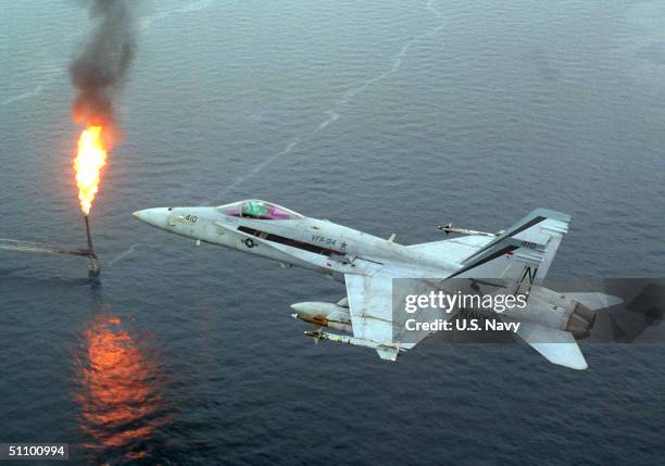 An F/A-18 "Hornet" From Strike Fighter Squadron Nine Four Conducts A Mission Over The Persian Gulf In Support Of The United Nations No-Fly Zone Over...