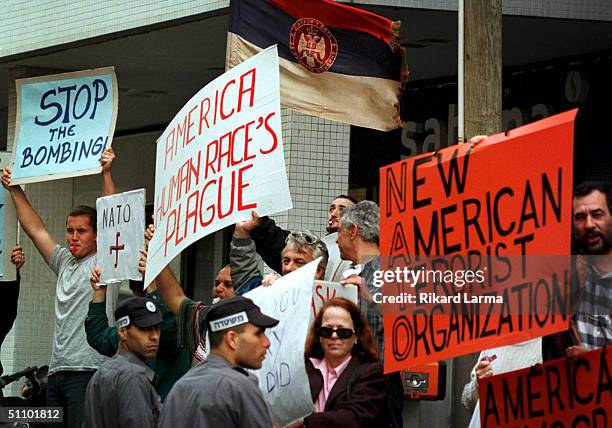 Serb-Yugoslav Expatriates Demonstrate Outside The U.S. Embassy In Tel Aviv, Israel Monday, March 29 Demanding An End To Nato Attacks On Their...