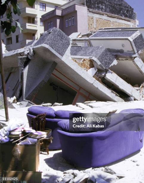 Salvaged Personal Belongings Lie On The Sidewalk In Istanbul After A Powerful Earthquake Hit Western Turkey Early August 17 Killing At Least 3,500...