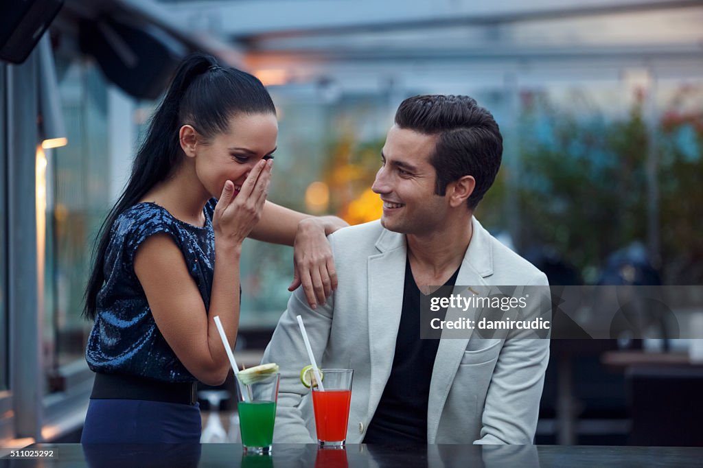 Young couple having fun in a club