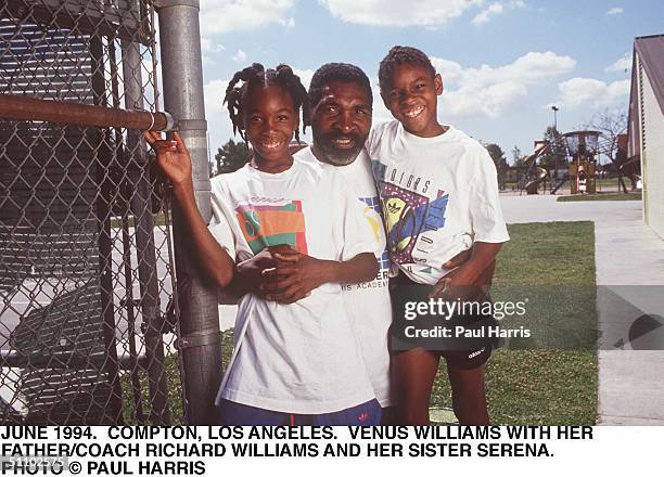 April 20 Compton, Los Angeles. Venus Williams With Her Father/Coach Richard Williams And Her Sister Serena. Note that the date which appears on the...