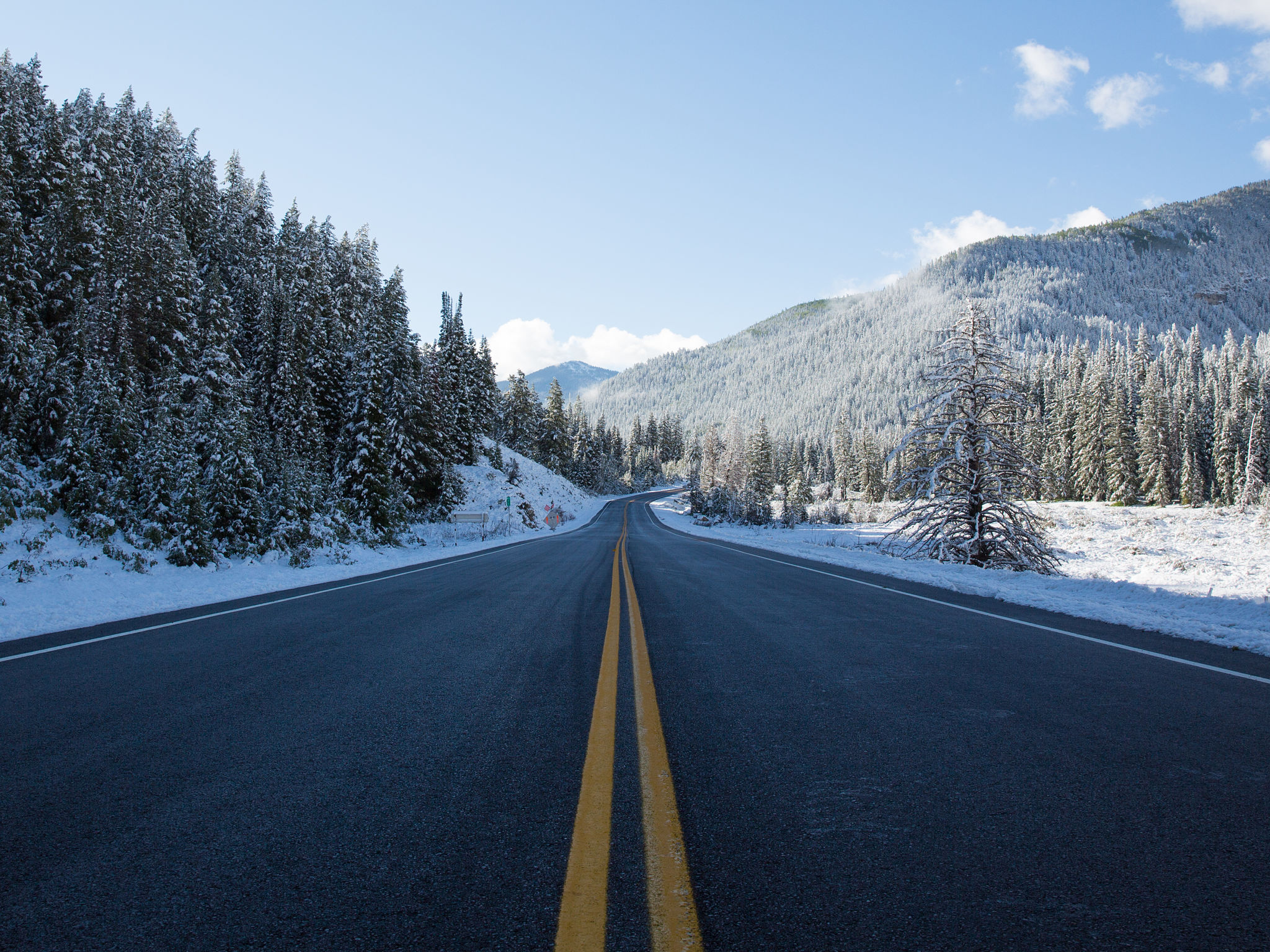 snowy mountain road