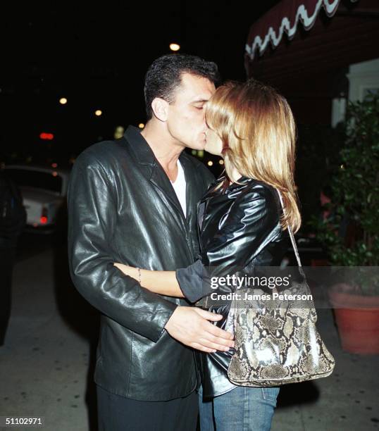 Beverly Hills, Ca Tahnee Welch Plants A Kiss On Her Boyfriend Luca Palanca Outside Of The Atlantic Restaurant. Luca Works For Tahnee Welch's Mother...