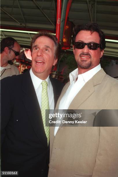 Los Angeles, Ca Henry Winkler And Silverstor Stallone Attend Bob Daly And Terry Semel Hand And Footprints Ceremony At The Historic Cement Of Mann's...