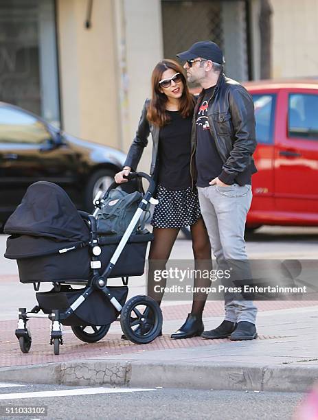 Luis Tosar, Maria Luisa Mayol and their son Leon Tosar are seen on January 24, 2016 in Madrid, Spain.