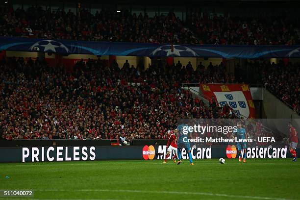 General view of the stadium during the first leg of the UEFA Champions League Round of 16 match between SL Benfica and FC Zenit at Estadio da Luz on...