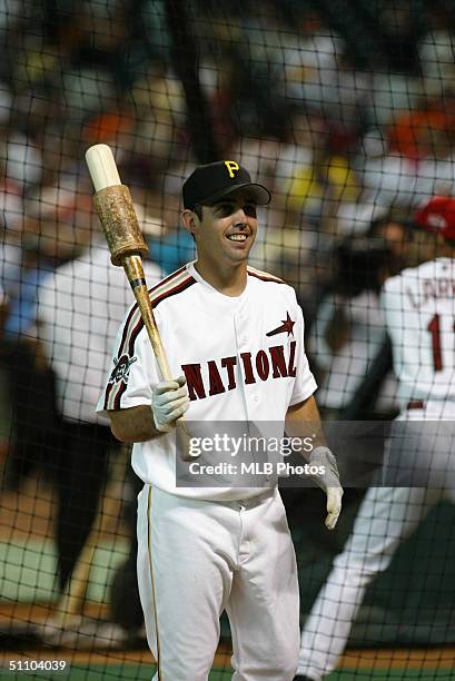 Jack Wilson of the Pittsburgh Pirates looks on during batting practice at Minute Maid Park on July 12, 2004 in Houston, Texas.
