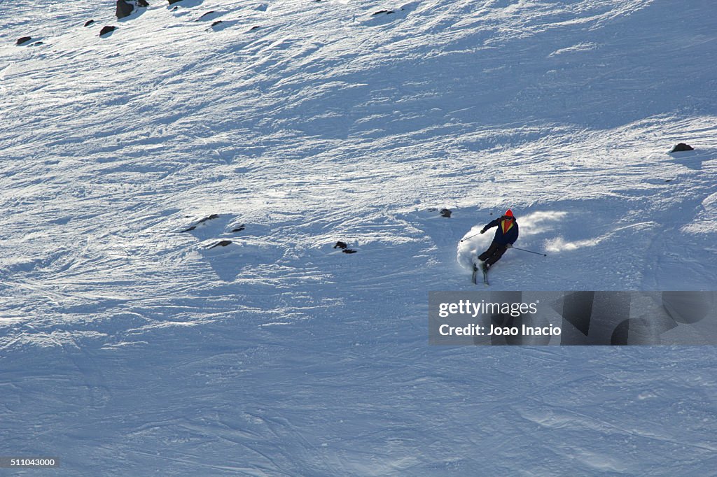 Person skiing at Mount Ruapehu ski area