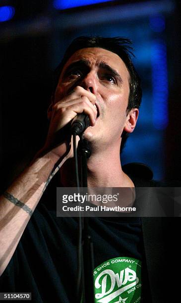 Ben Burnley of Breaking Benjamin performs live on FUSE TV's Daily Download show July 21, 2004 in New York City.