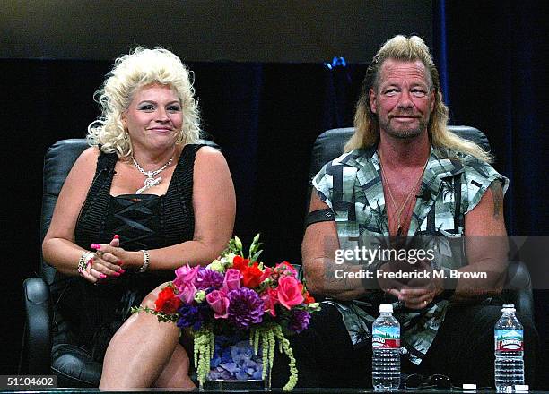 Bounty Hunter Dog Chapman and his wife Beth Chapman of "Dog The Bounty Hunter" speaks with the press at the TCA Press Tour Cable at the Century Plaza...