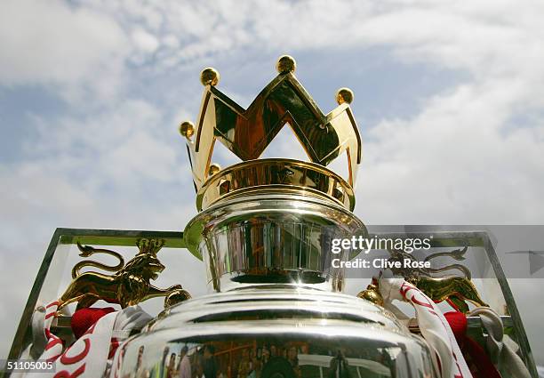 The FA Premiership trophy on display prior to the Pre-Season friendly match between Barnet and Arsenal at the Underhill Stadium, Barnet on July 17,...