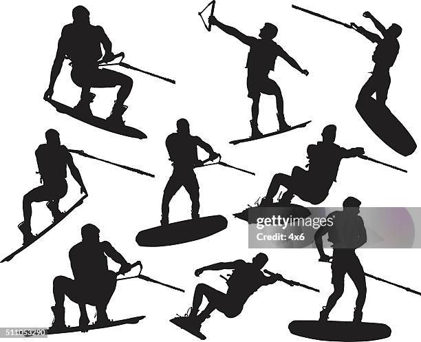 wakeboarder wakeboarding - wakeboarding stock illustrations