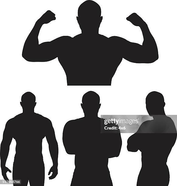 ilustraciones, imágenes clip art, dibujos animados e iconos de stock de hombre muscular en diversas acciones - brazos cruzados