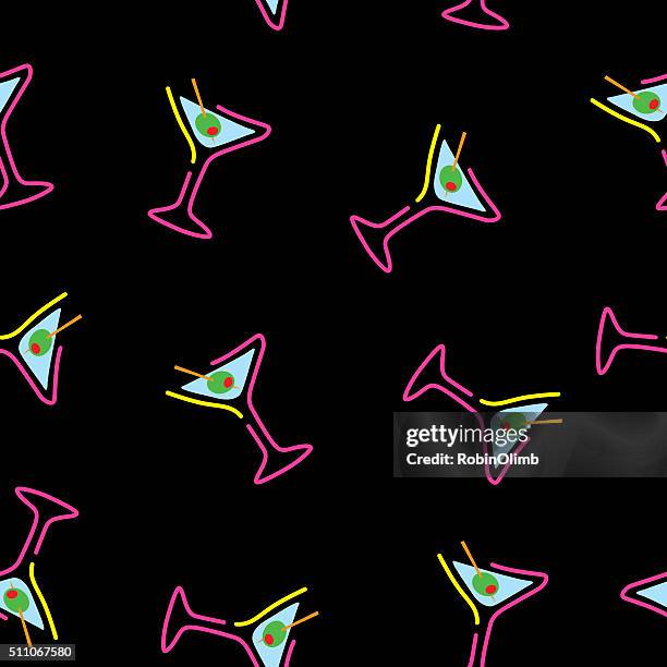 seamless martini glasses pattern - gin stock illustrations