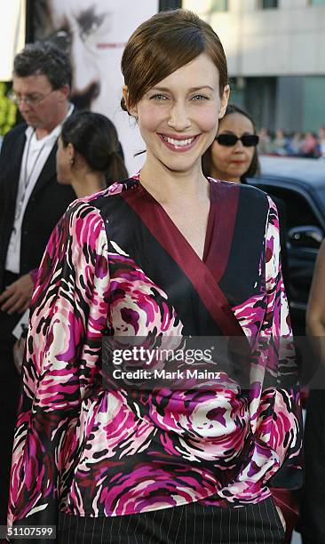 Actress Vera Farmiga attends the premiere of "The Manchurian Candidate" on July 22, 2004 at the Samuel Goldwyn Theatre, in Los Angeles, California.