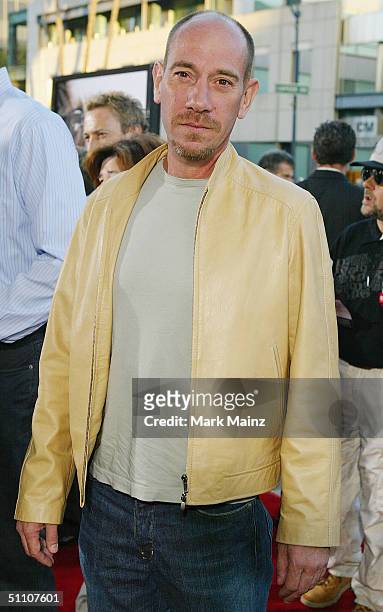 Actor Miguel Ferrer attends the premiere of "The Manchurian Candidate" on July 22, 2004 at the Samuel Goldwyn Theatre, in Los Angeles, California.