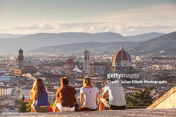 looking over florence from san miniato - san miniato stock pictures, royalty-free photos & images