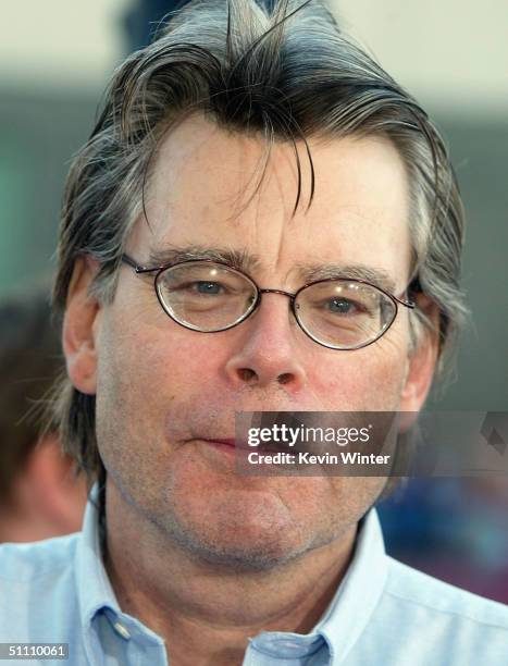 Author Stephen King arrives at the premiere of Paramounts' "The Manchurian Candidate" at the Samual Goldwyn Theater on July 22, 2004 in Beverly...