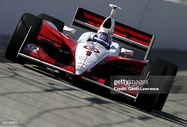 Scott Dixon drives the Target Chip Ganassi Racing Toyota GForce during practice for the Indy Racing League IndyCar Series Menards A.J. Foyt Indy 225...