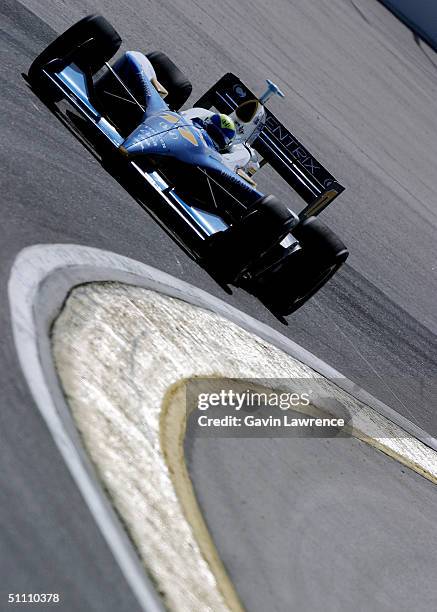 Vitor Meira drives the Rahal Letterman Racing Honda GForce during practice for the Indy Racing League IndyCar Series Menards A.J. Foyt Indy 225 on...