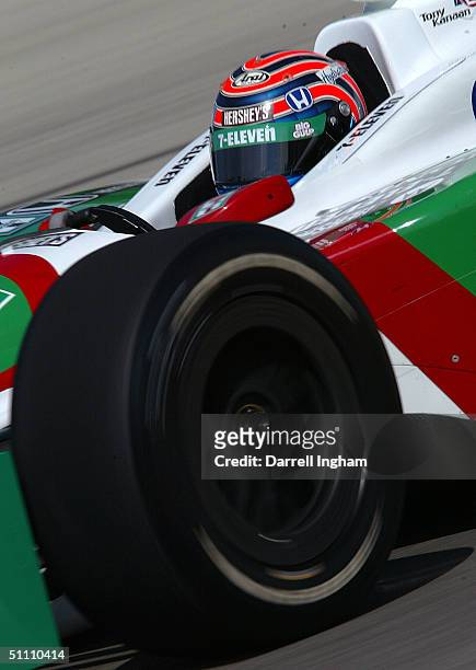 Tony Kanaan drives the Andretti Green Racing Team 7-Eleven Honda Dallara during practice for the Indy Racing League IndyCar Series Menards A.J. Foyt...
