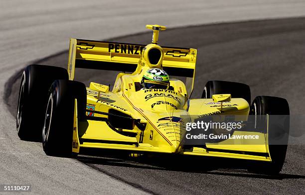 Tomas Scheckter drives the Pennzoil Panther Racing Chevrolet Dallara during practice for the Indy Racing League IndyCar Series Menards A.J. Foyt Indy...