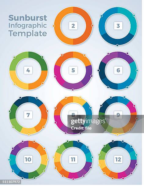 sunburst chart infographic template graphs - small group of people no background stock illustrations