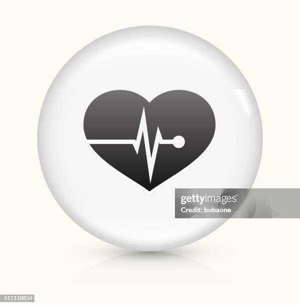 heart beat icon on white round vector button - heart attack icon vector stock illustrations
